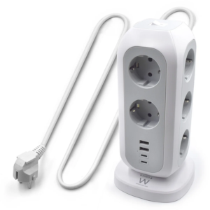 Tomada múltipla torre de 11 entradas Schuko + 3 x USB